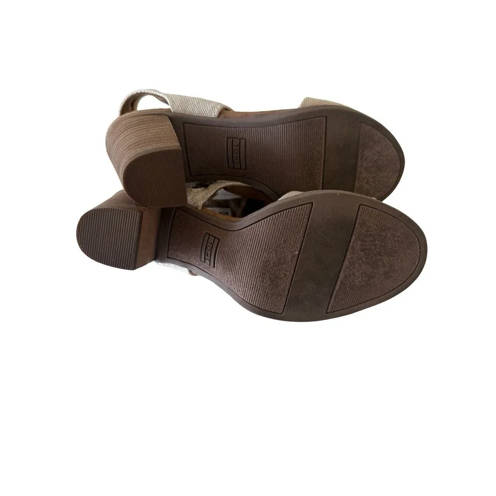 TOMS Majorca Cutout Block Heel Sandals Women’s Natural Beige  SZ 7.5